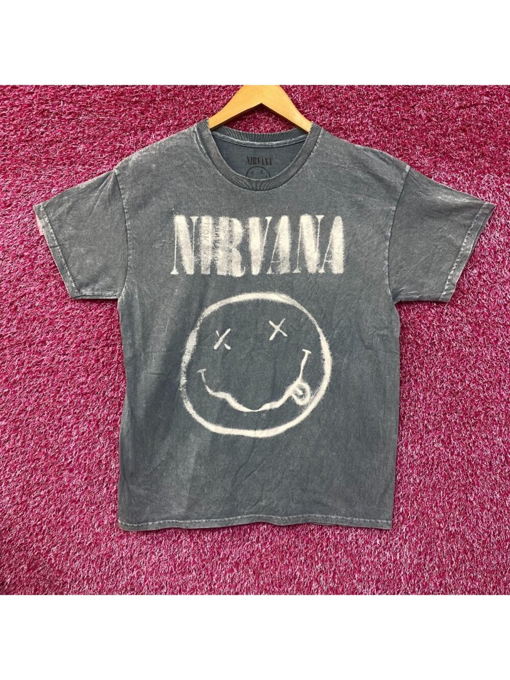 Nirvana Nevermind Tour Dead Eye Smiley Band Gray T-Shirt Large